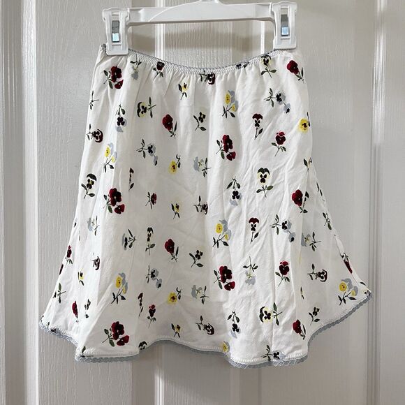 Gap x DOEN Floral Skirt Elastic Waist Ivory Girls Size Medium 8 NWT - Picture 1 of 16